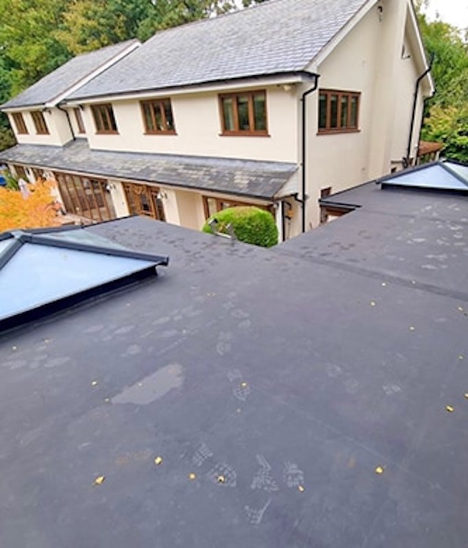 EPDM Rubber Roofing in Birmingham UK example of House roof tall